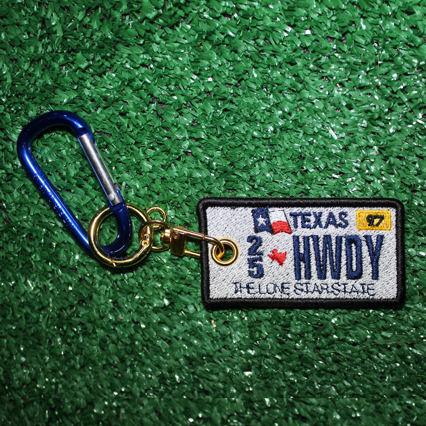 Embroidered Texas License Plate Keychain